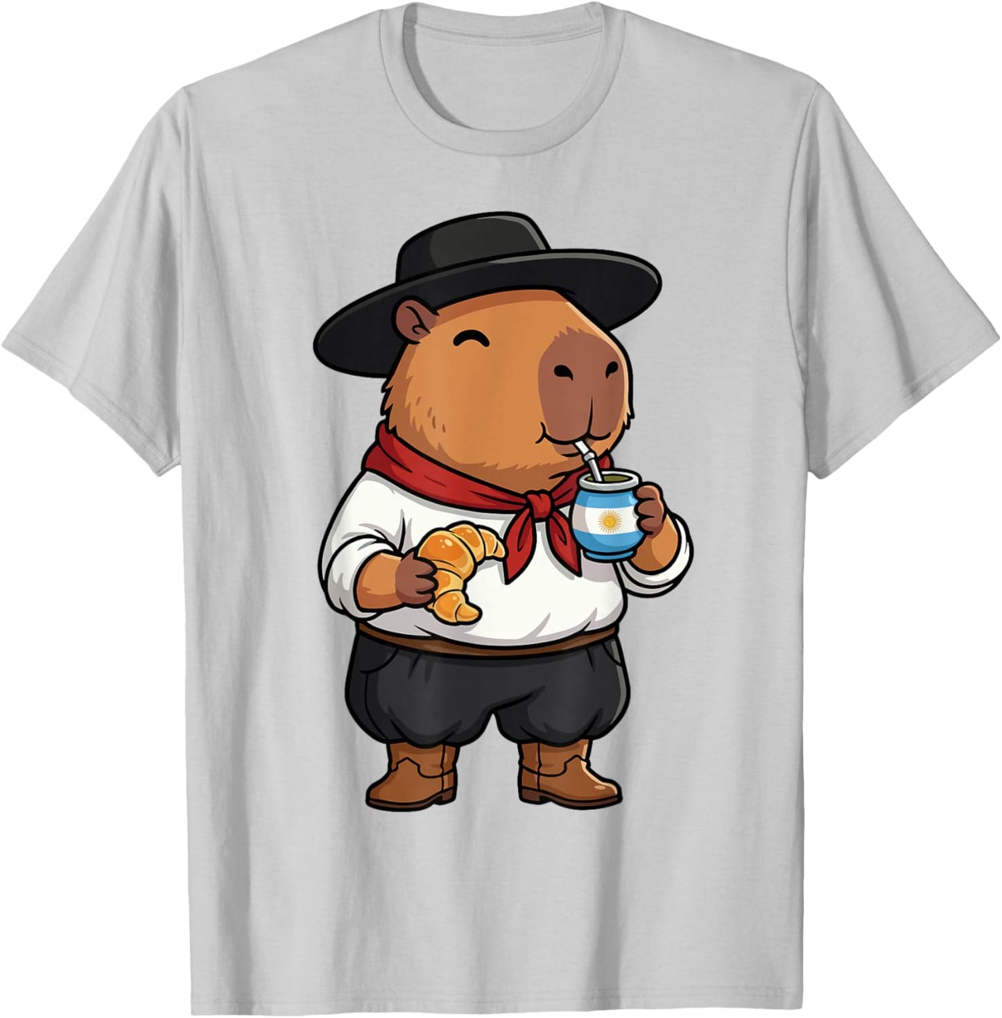 Argentinian Capybara Yerba Mate Argentine Gaucho Capibara T-Shirt - T-Shirt | Ash