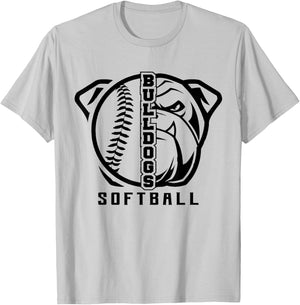 Bulldogs Baseball Softball High School Team Mascot Mom T-Shirt - T-Shirt | Ash