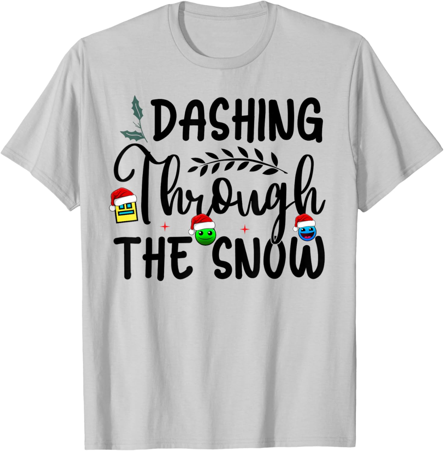 Geometry Dashing Through The Snow Sleep Dash Game Christmas T-Shirt - T-Shirt | Ash