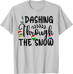 Geometry Dashing Through The Snow Sleep Dash Game Christmas T-Shirt - T-Shirt | Ash