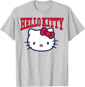 Hello Kitty Varsity Style Big Face Logo T-Shirt - T-Shirt | Ash