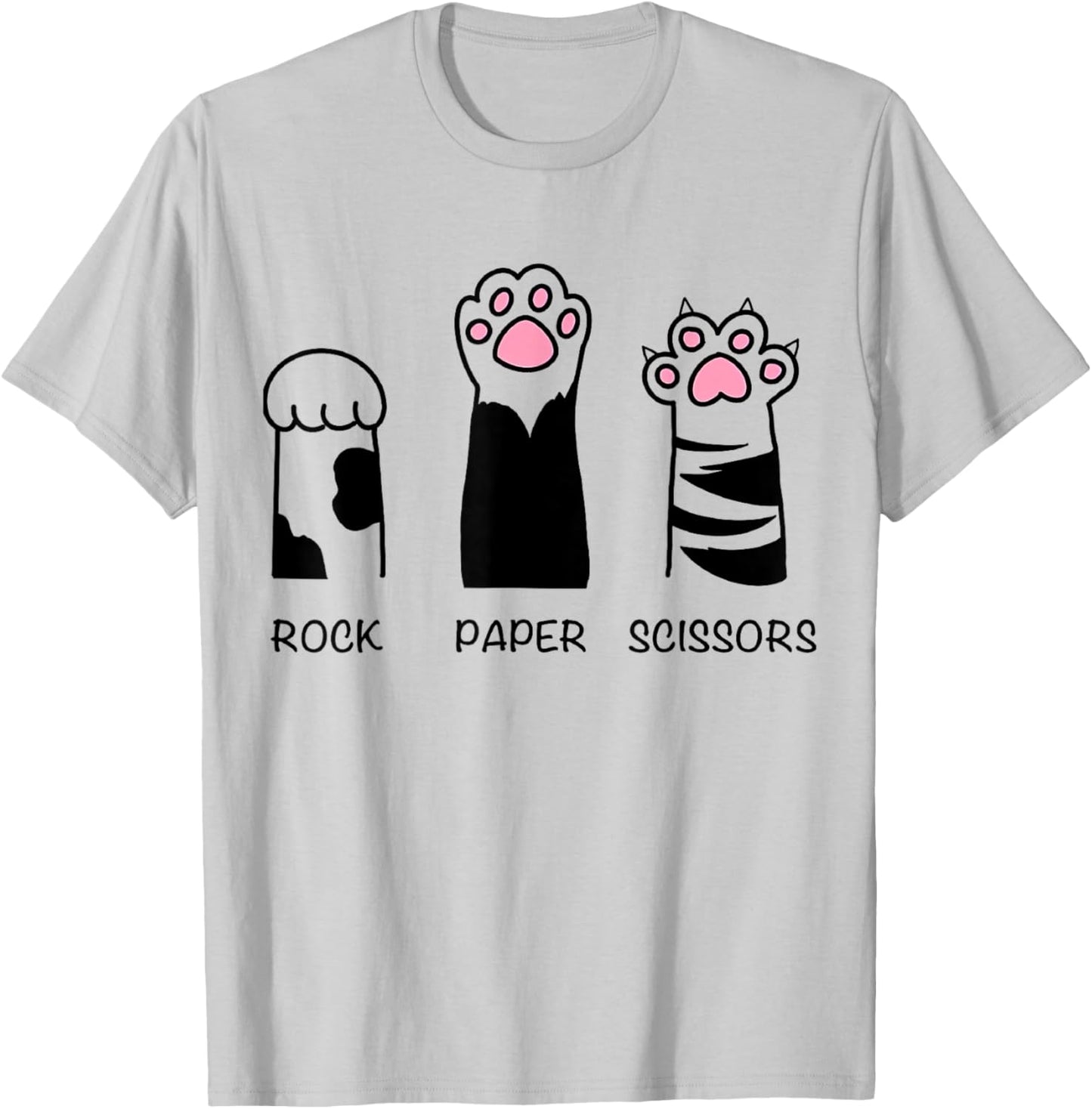 Rock Paper Scissors Cat Paws Cute Kitten Lover Cat T-Shirt - T-Shirt | Ash