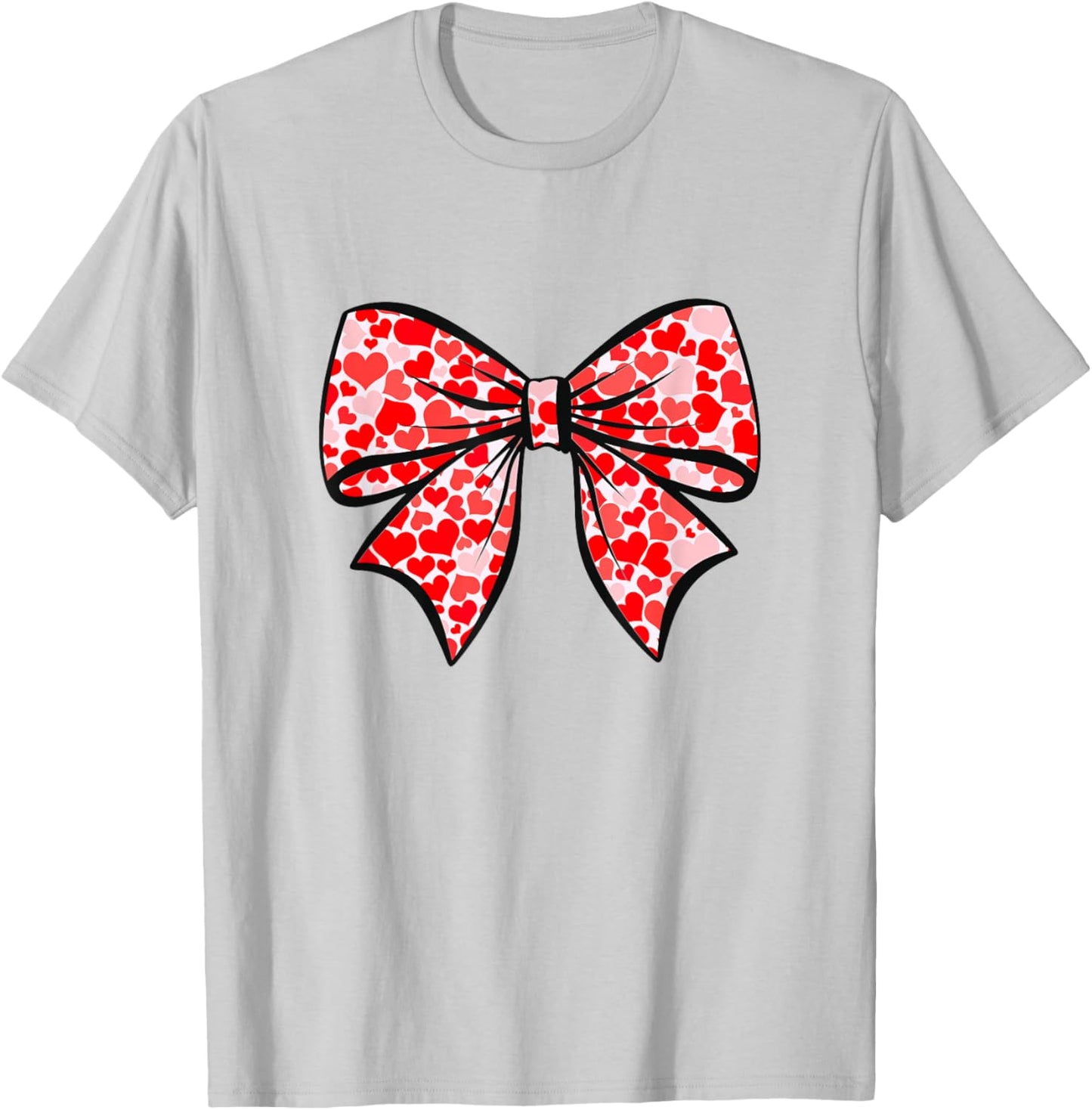 Coquette Bow with Hearts Soft Girl Aesthetic T-Shirt - T-Shirt | Ash