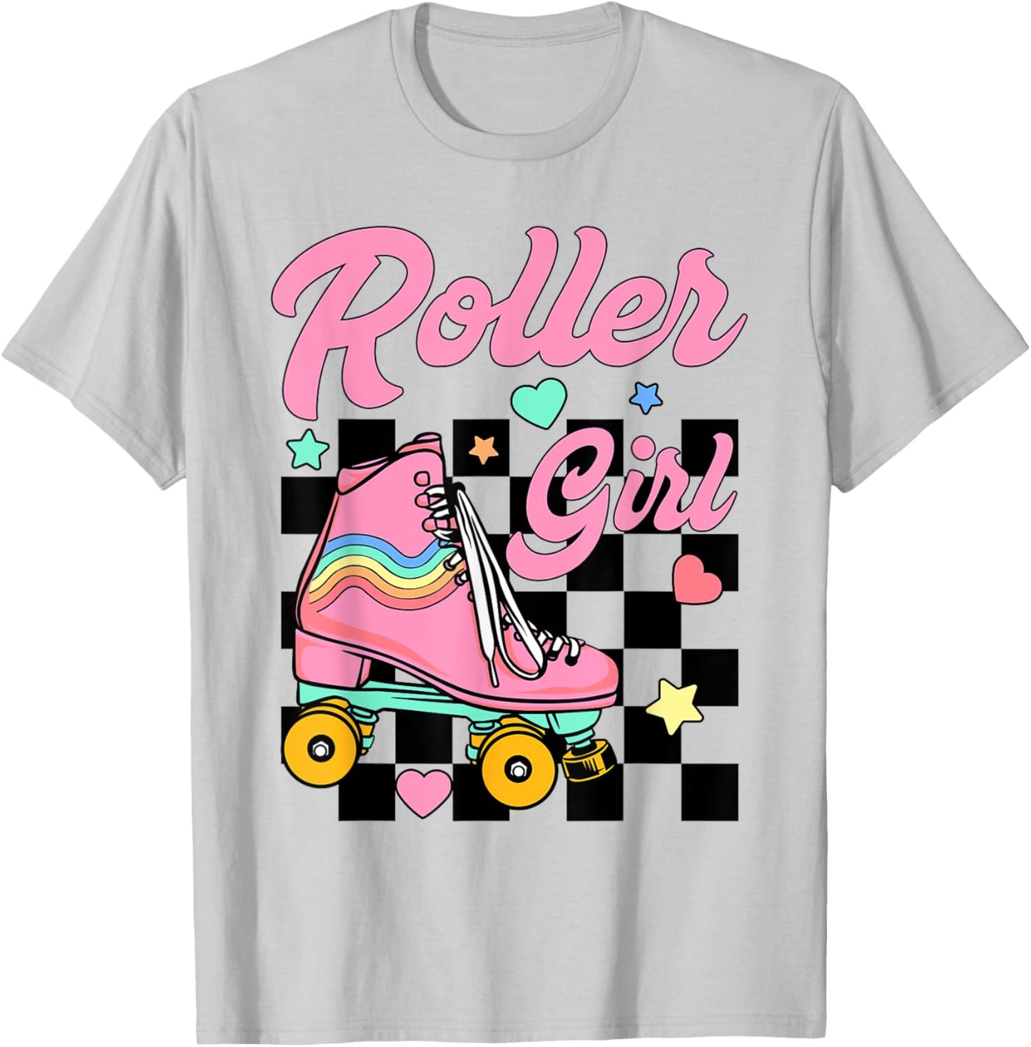 Roller Girl Retro Groovy Matching Roller Skating Skater T-Shirt - T-Shirt | Ash