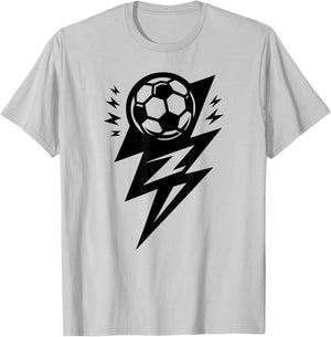 Lightning Bolt Football or Soccer Player Black Graphic T-Shirt - T-Shirt | Ash