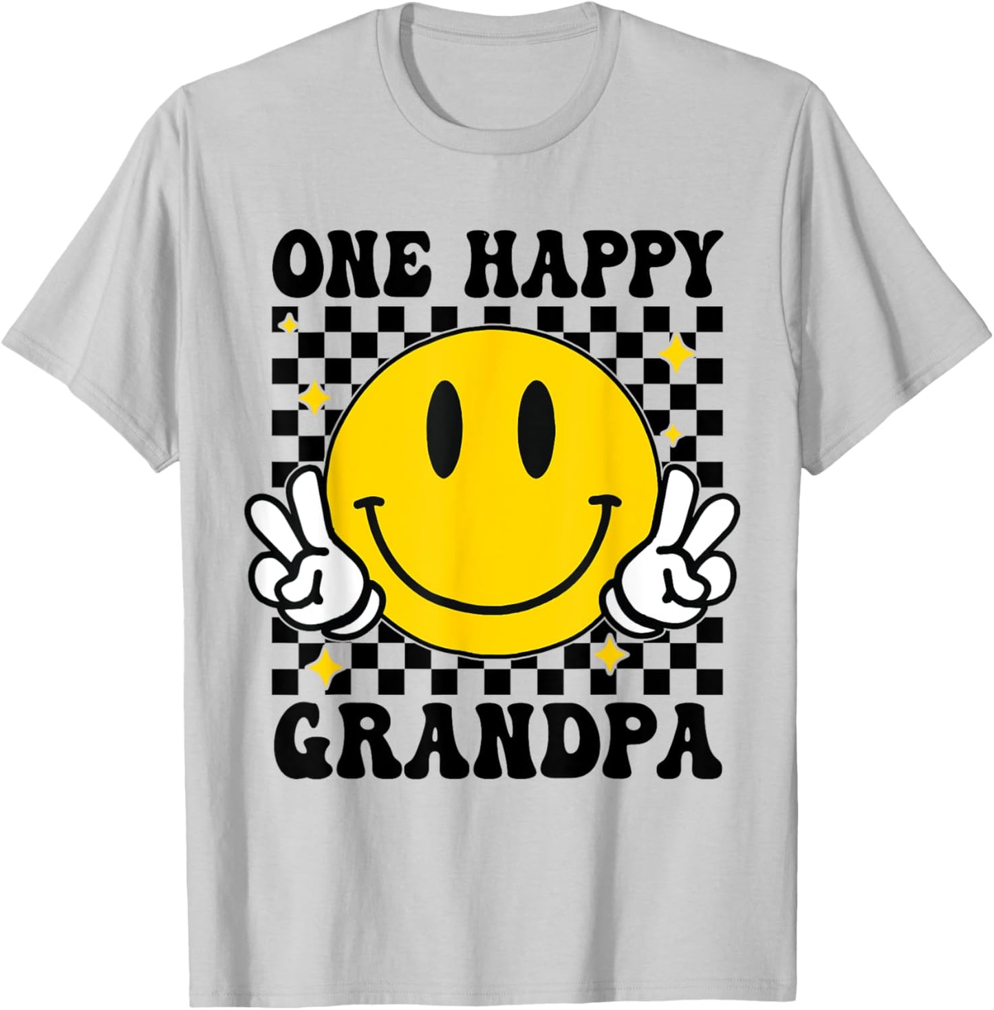 One Happy Dude Grandpa happy face 1st Birthday Family T-Shirt - T-Shirt | Ash