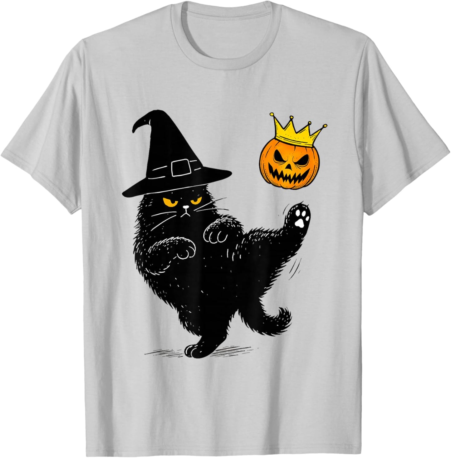 No Kings Halloween Cat T-Shirt - T-Shirt | Ash