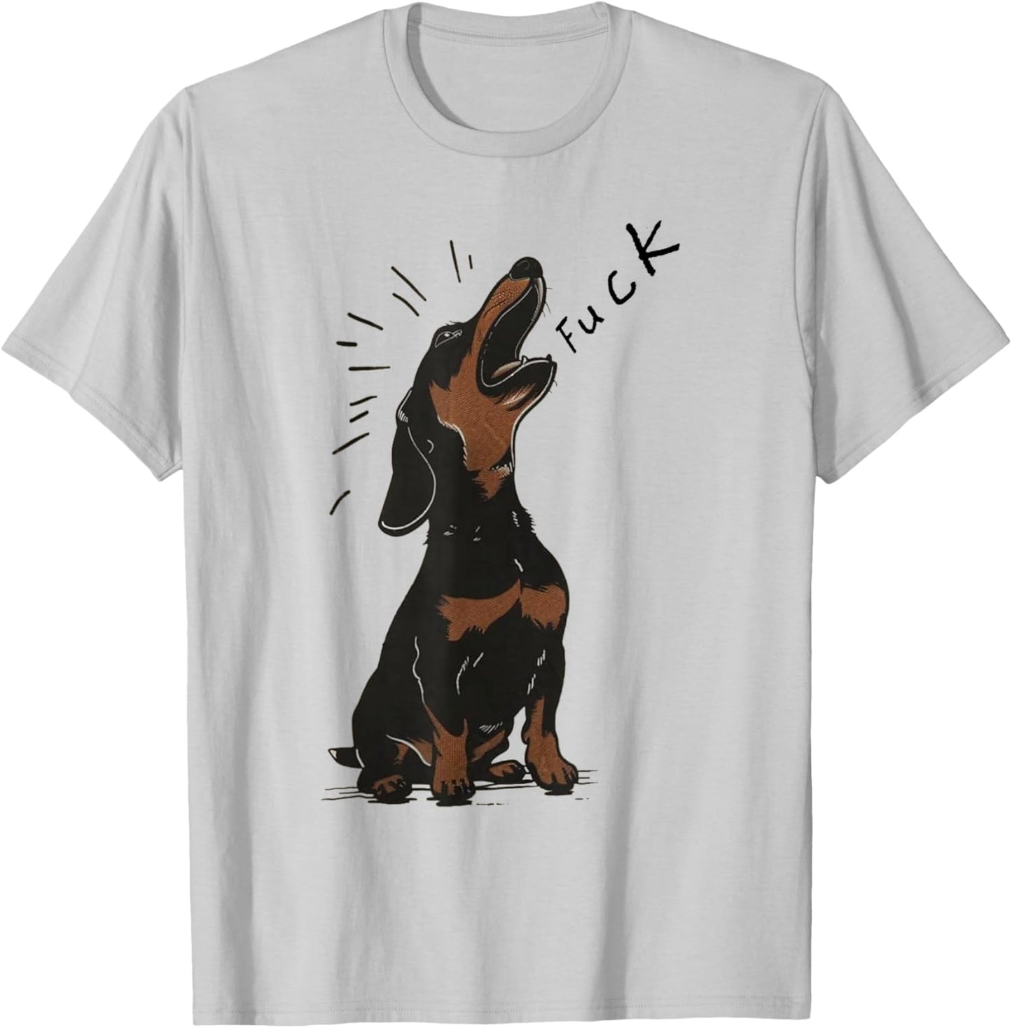 Angry - Dachshund Dog Fuck Howling Yelling Art T-Shirt - T-Shirt | Ash
