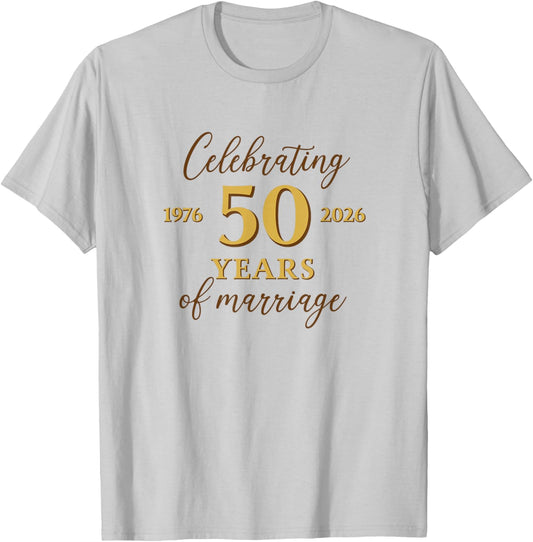 Funny 50 Years of Marriage 1976 50th Wedding Anniversary T-Shirt - T-Shirt | Ash