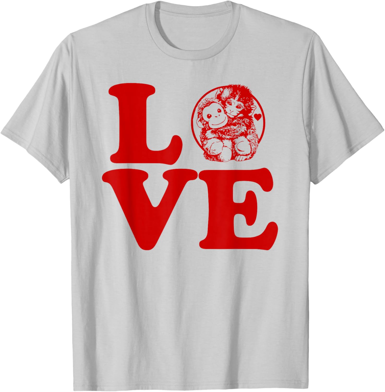 Love Heart Punch Monkey with Plush Orangutan Team Punch T-Shirt - T-Shirt | Ash
