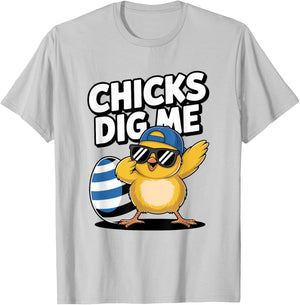 Chicks Dig Me Easter Toddler Boys Men Happy Easter T-Shirt - T-Shirt | Ash