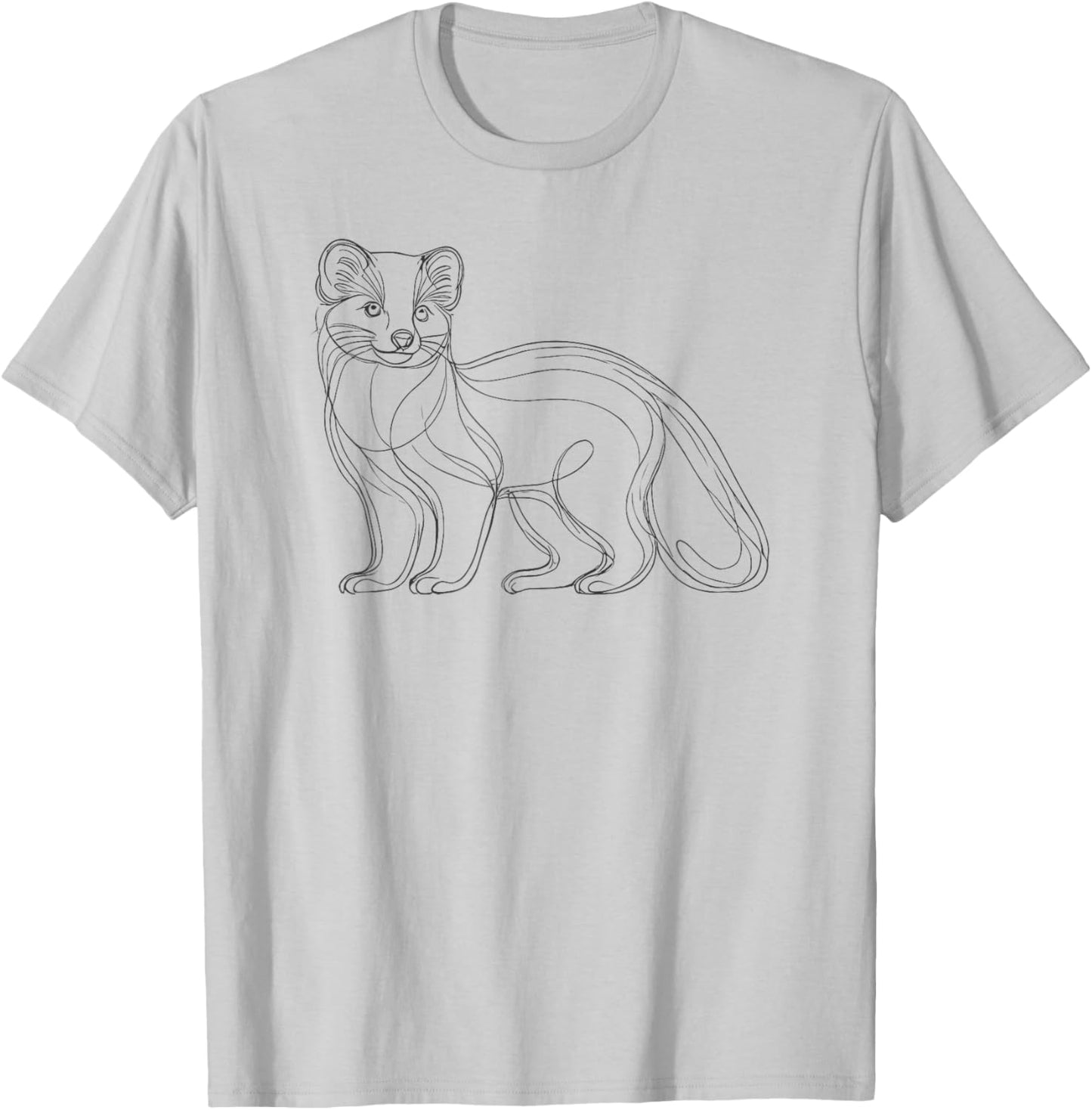 Line Art Pine Marten Pine Martens T-Shirt - T-Shirt | Ash