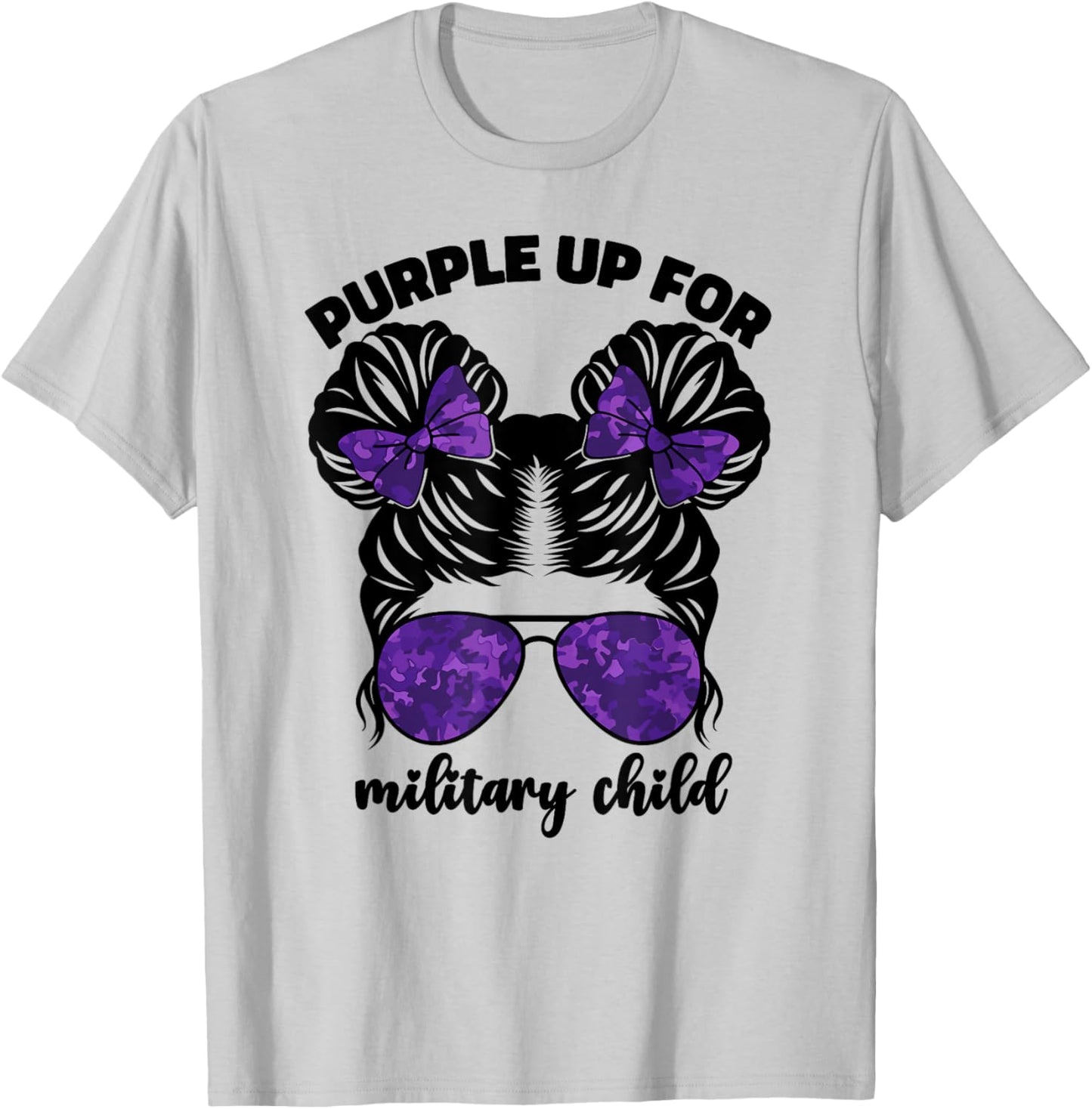 Purple Up For Military Kids Girls Month Of Military Child T-Shirt - T-Shirt | Ash