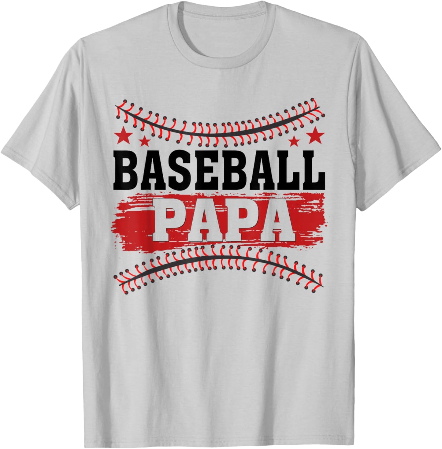 Baseball Papa Baseball Player Matching Family T-Shirt - T-Shirt | Ash