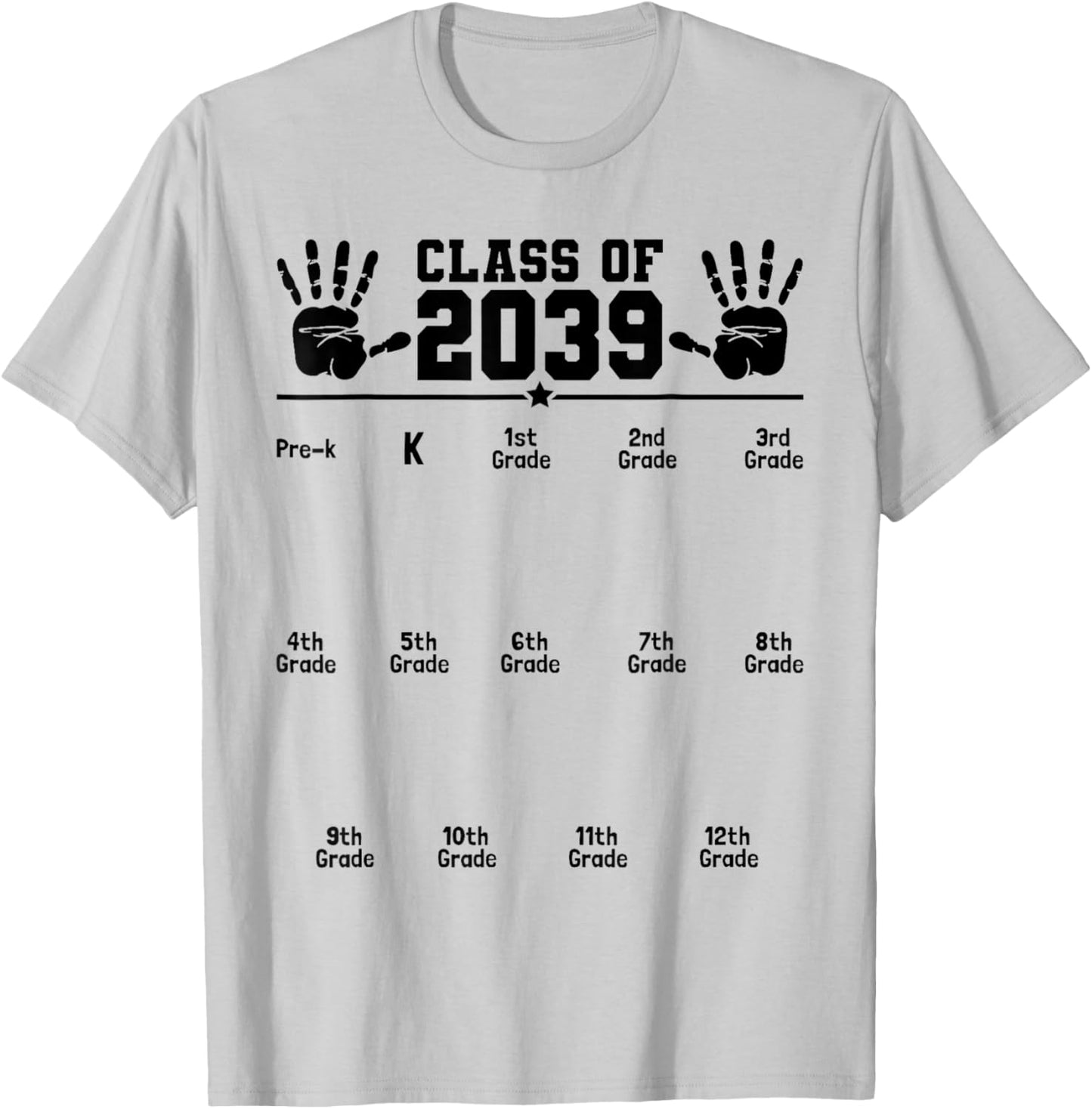 Class of 2039 Grow with Me First Day of School Graduation T-Shirt - T-Shirt | Ash