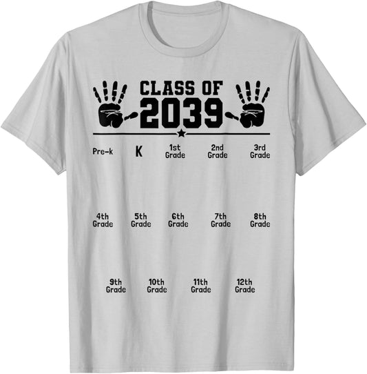 Class of 2039 Grow with Me First Day of School Graduation T-Shirt - T-Shirt | Ash