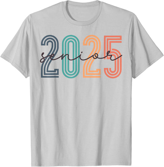 Senior 2025 Class Of 2025 Back To School Retro Graduation T-Shirt - T-Shirt | Ash
