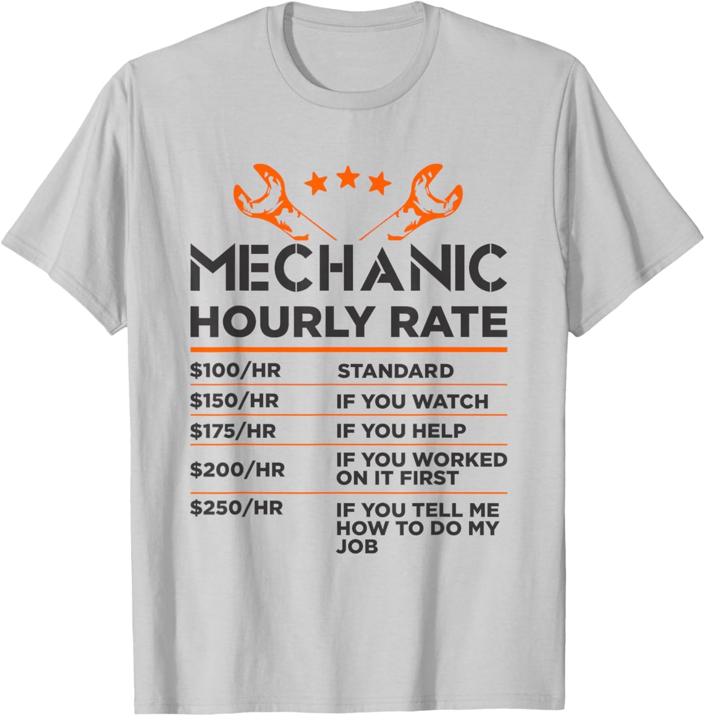 Mechanic Hourly Rate - Car Repair Funny Garage Shop T-Shirt - T-Shirt | Ash