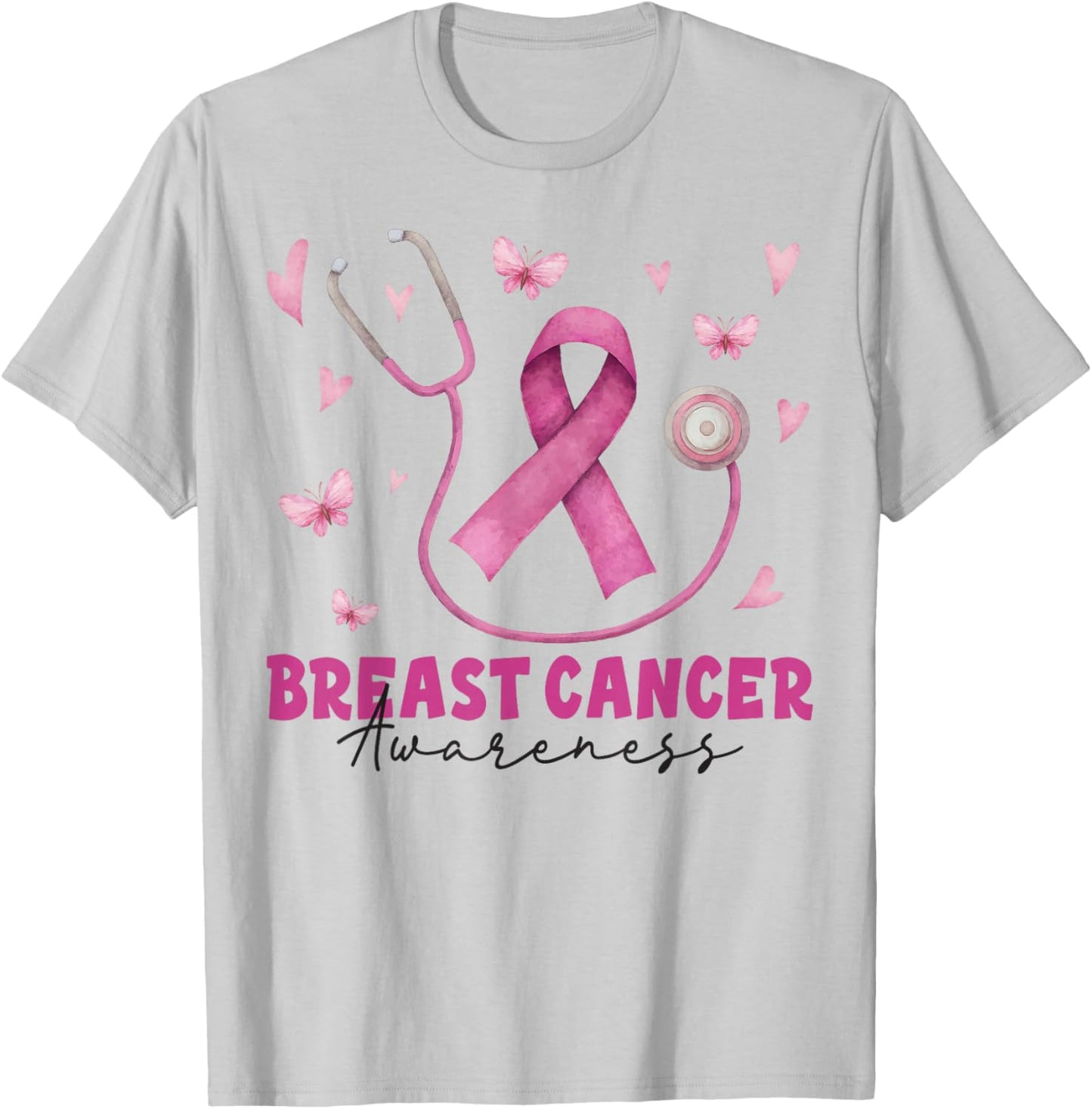Pink Stethoscope Breast Cancer Awareness Nurse Scrub Women T-Shirt - T-Shirt | Ash