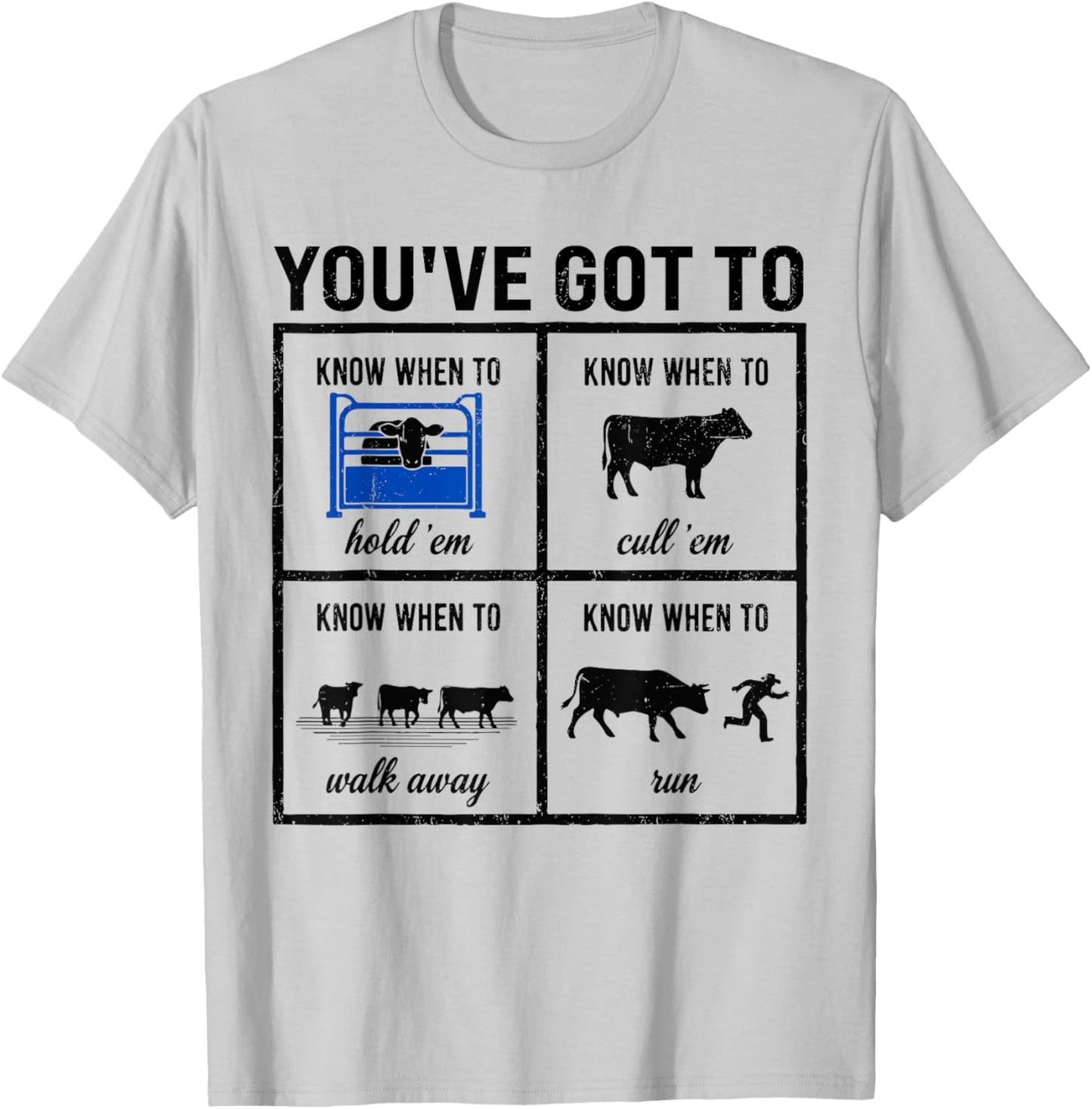Know When to Hold 'Em Cow Funny Rancher T-Shirt - T-Shirt | Ash