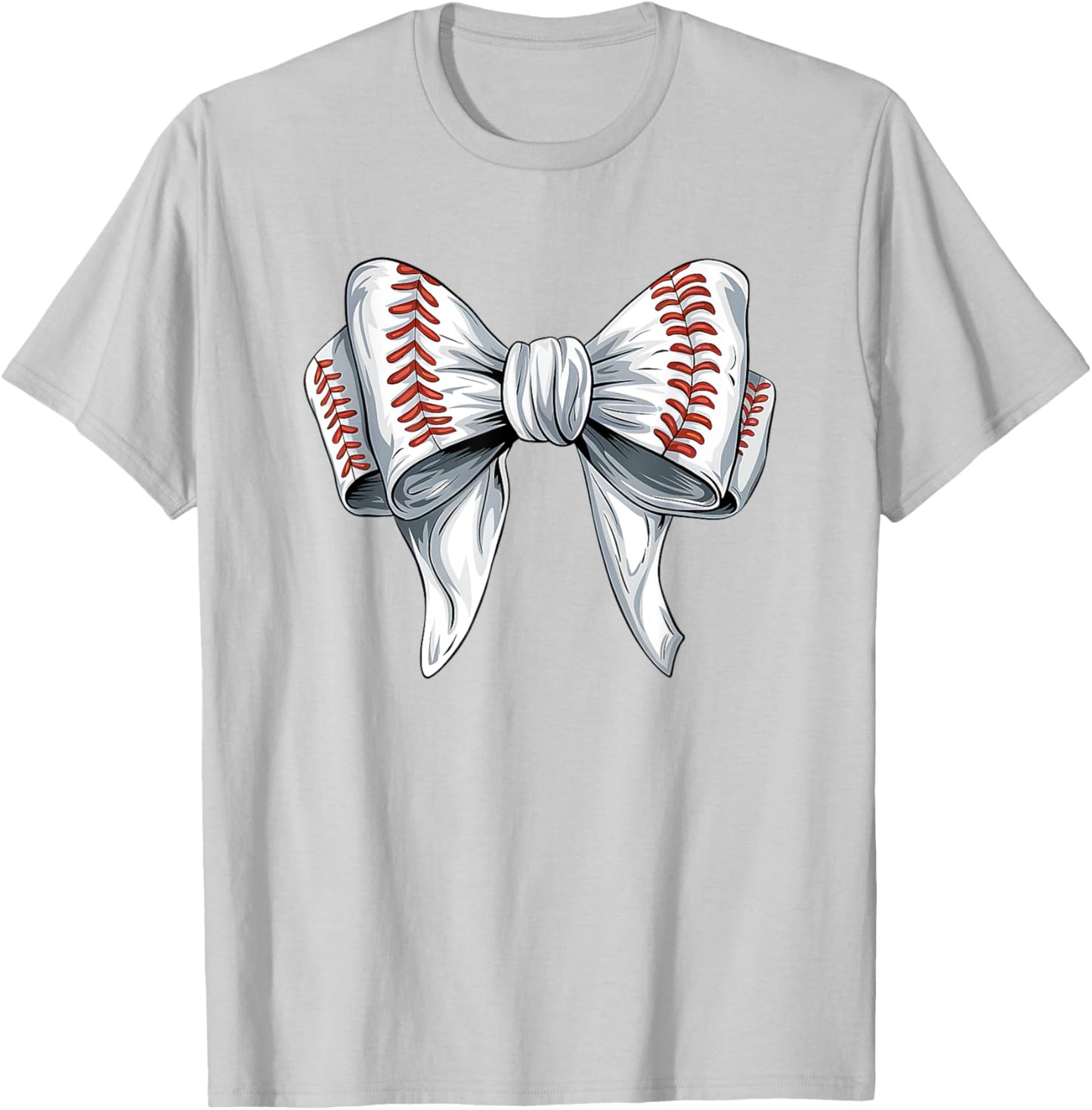 Baseball Coquette Bow Woman Girls Baseball Mom Fun T-Shirt - T-Shirt | Ash
