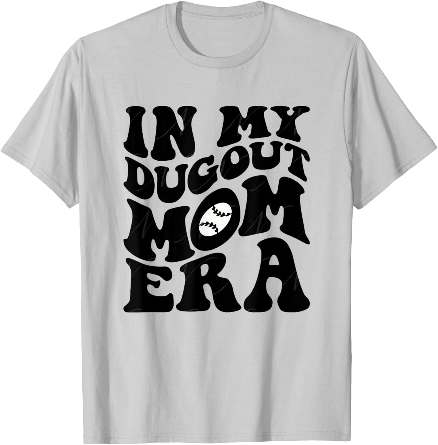 Groovy In My Dugout Mom Era Funny Baseball Mother's Day T-Shirt - T-Shirt | Ash