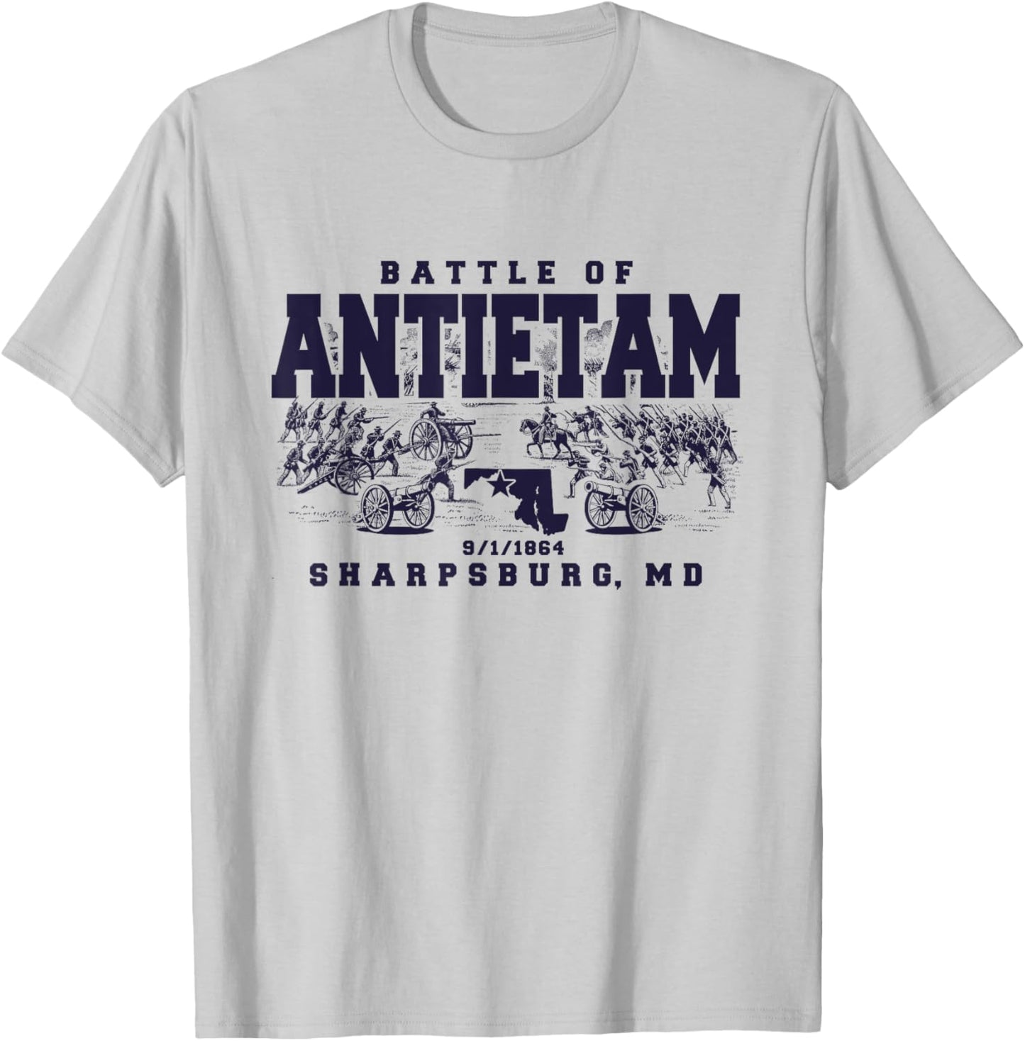 Civil War History The Battle Of Antietam Sharpsburg MD 1864 T-Shirt - T-Shirt | Ash