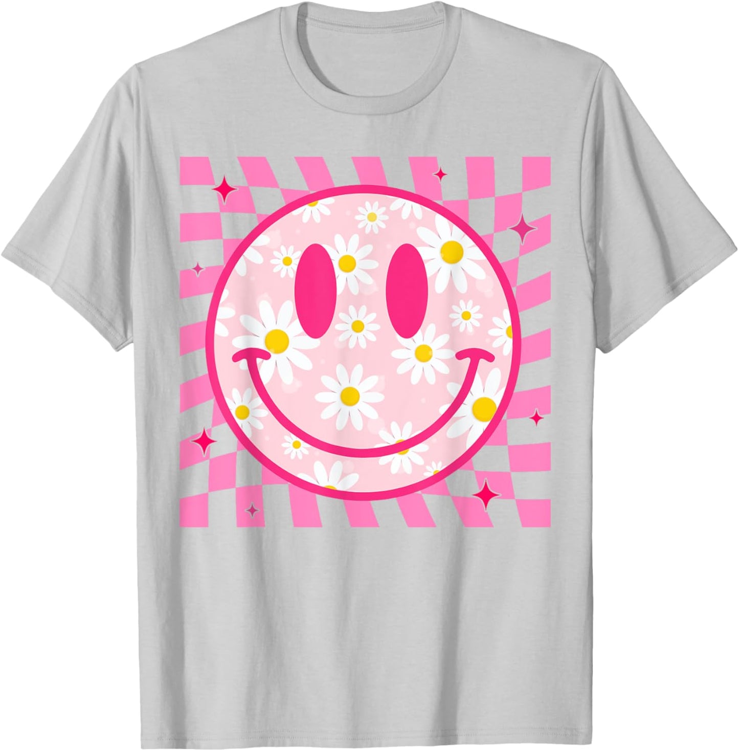 Happy Face Daisy Flower Shirt Preppy Aesthetic Smile Face T-Shirt - T-Shirt | Ash