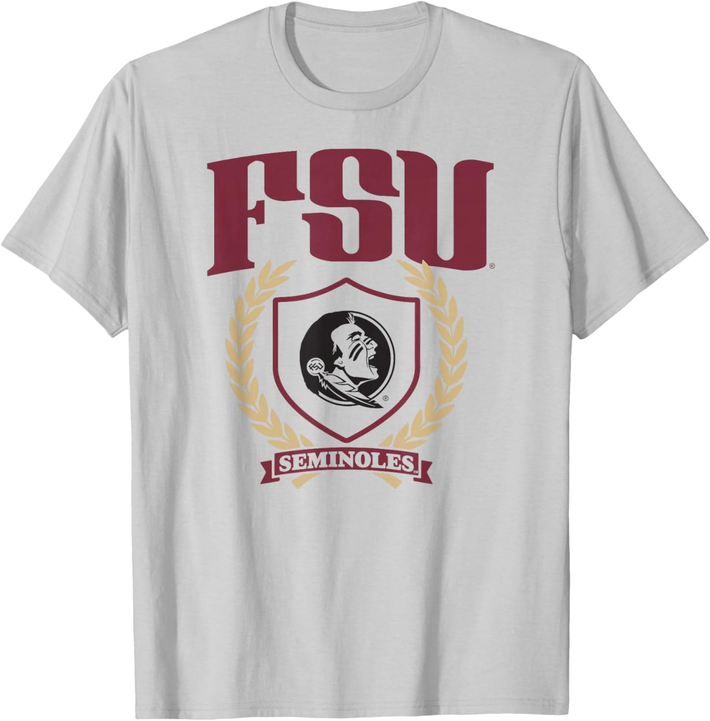 Florida State Seminoles Laurel Banner Officially Licensed T-Shirt - T-Shirt | Ash