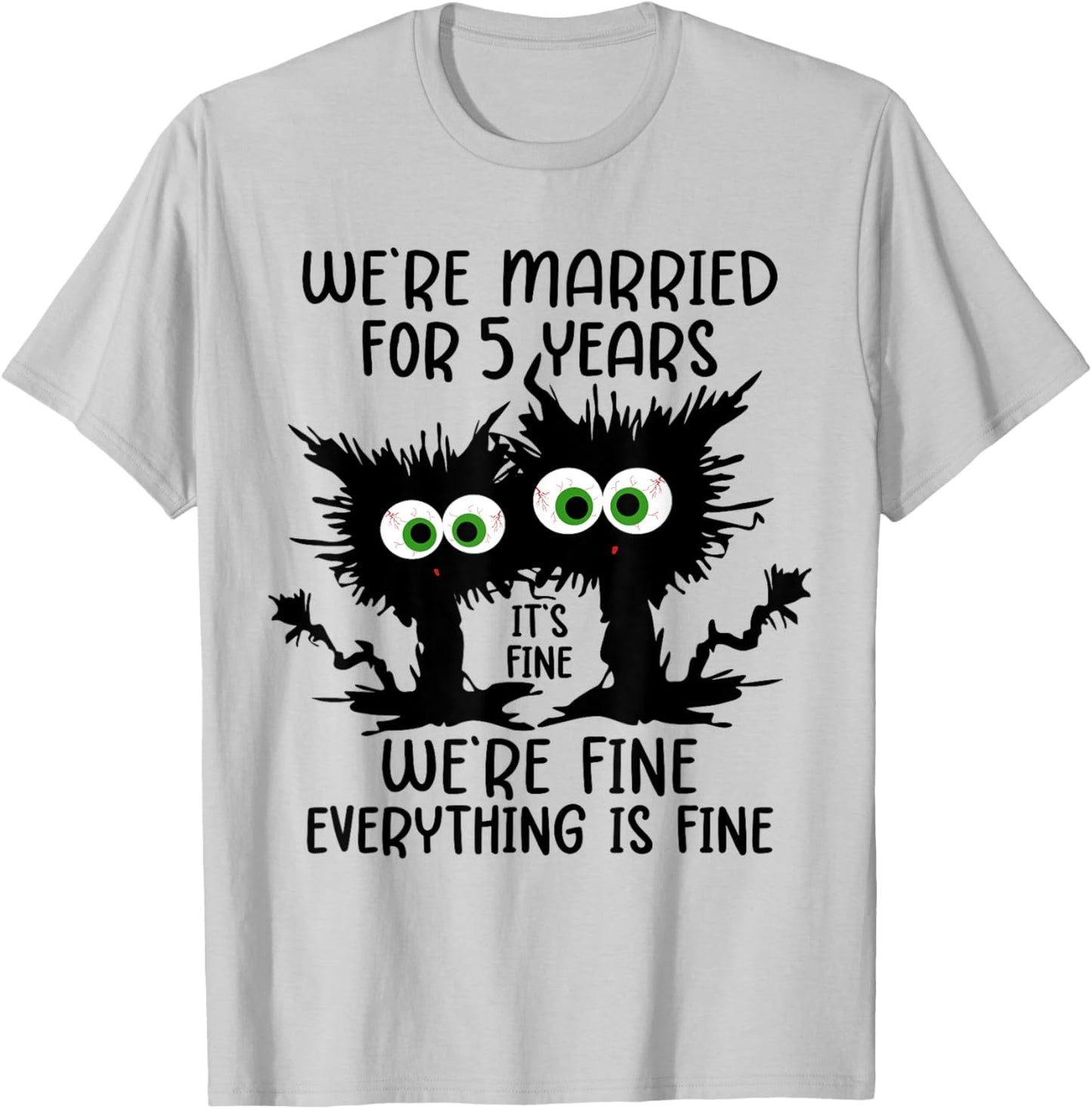 Wooden Wedding We're Married For 5 Years T-Shirt - T-Shirt | Ash