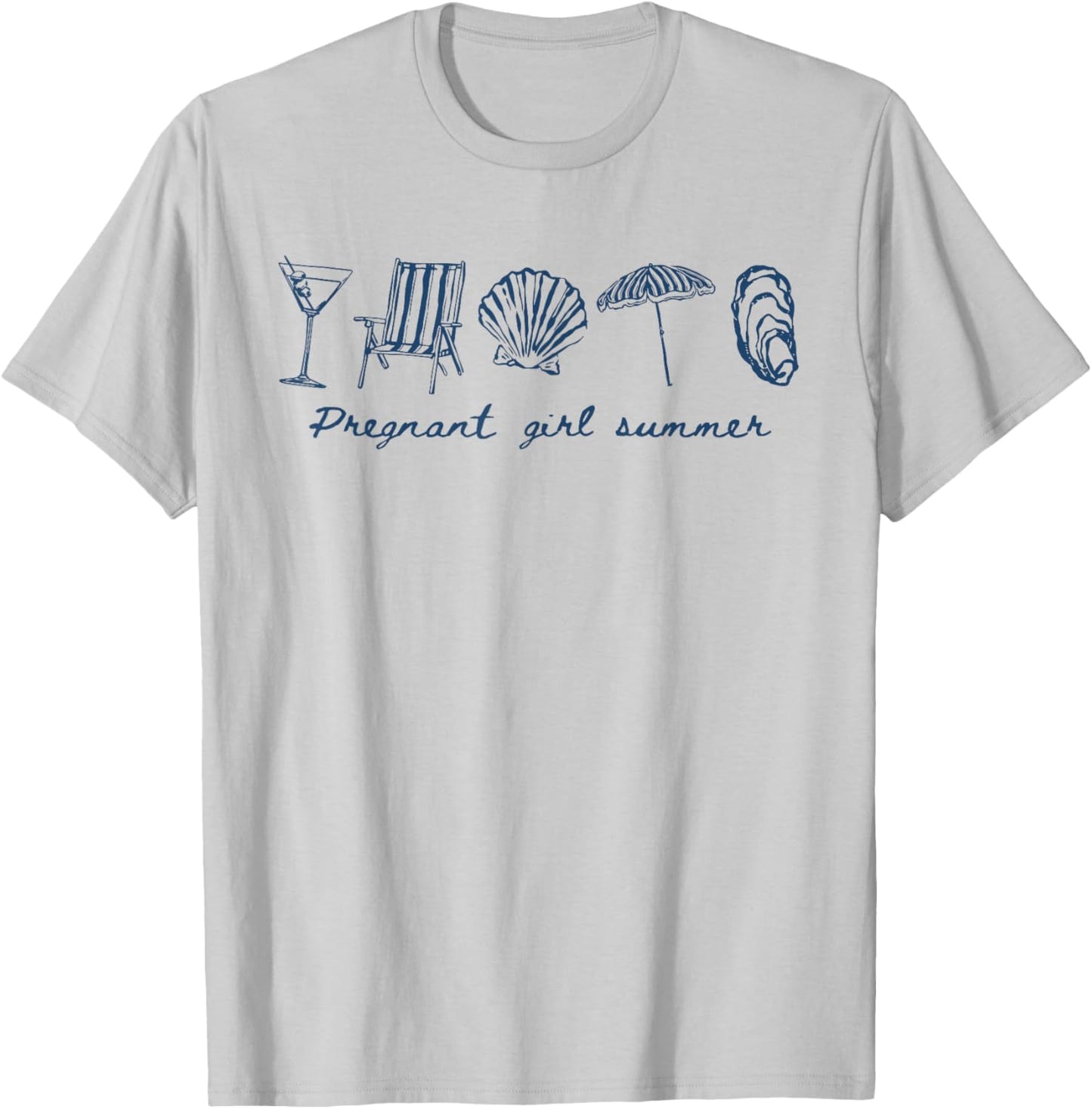 Pregnant Girl Summer Seashell Hawaii Beach Vacation New Mom T-Shirt - T-Shirt | Ash