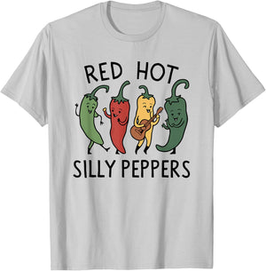 Red Hot Silly Peppers Funny Spicy Food Lover Saying Slogan T-Shirt - T-Shirt | Ash