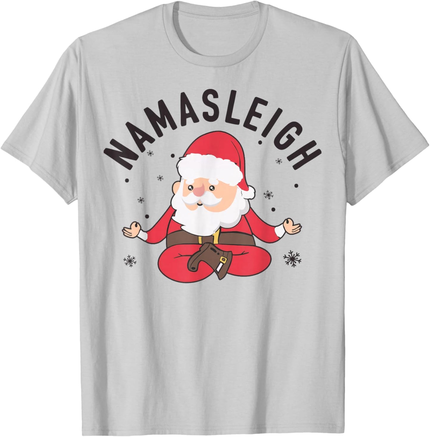 Santa Namasleigh Funny Santa Namaste Christmas Santa Yoga T-Shirt - T-Shirt | Ash
