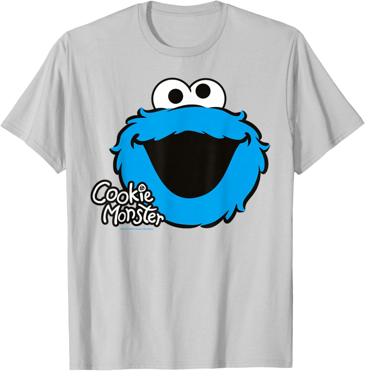 Sesame Street Cookie Monster Big Face Cookies Classic Pose T-Shirt - T-Shirt | Ash