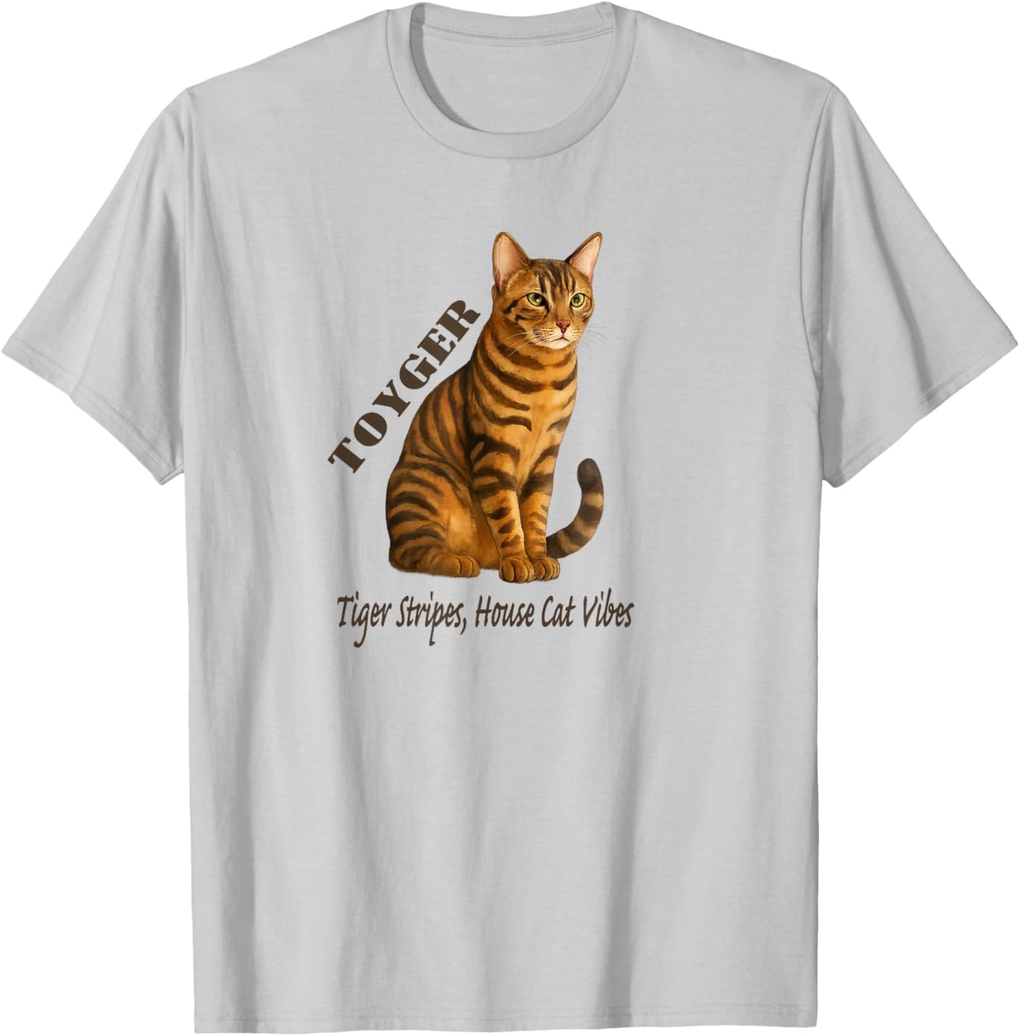 Toyger Tiger Stripes House Cat Vibes for Pet Fans T-Shirt - T-Shirt | Ash