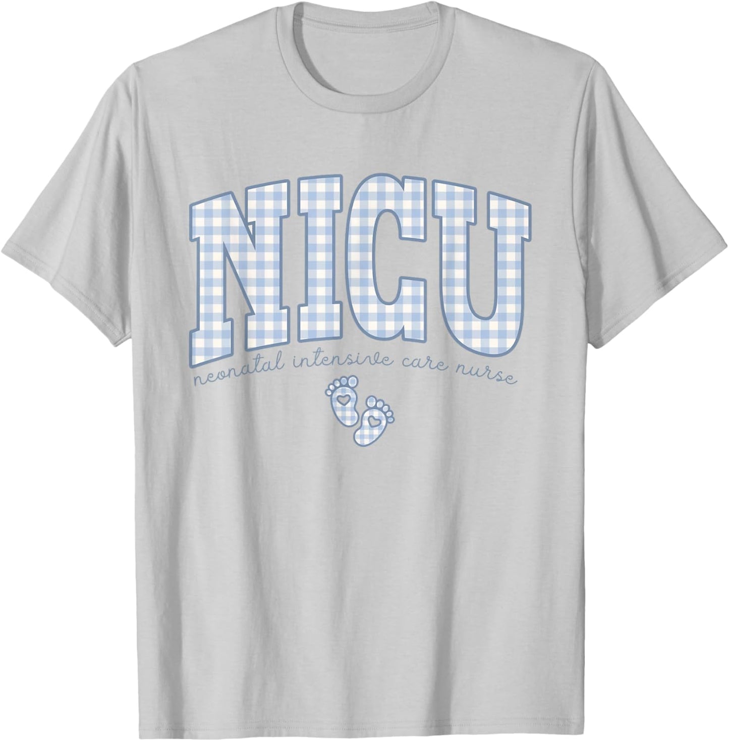 Women NICU Neonatal Intensive Care Nurse NICU Nurse Gingham T-Shirt - T-Shirt | Ash