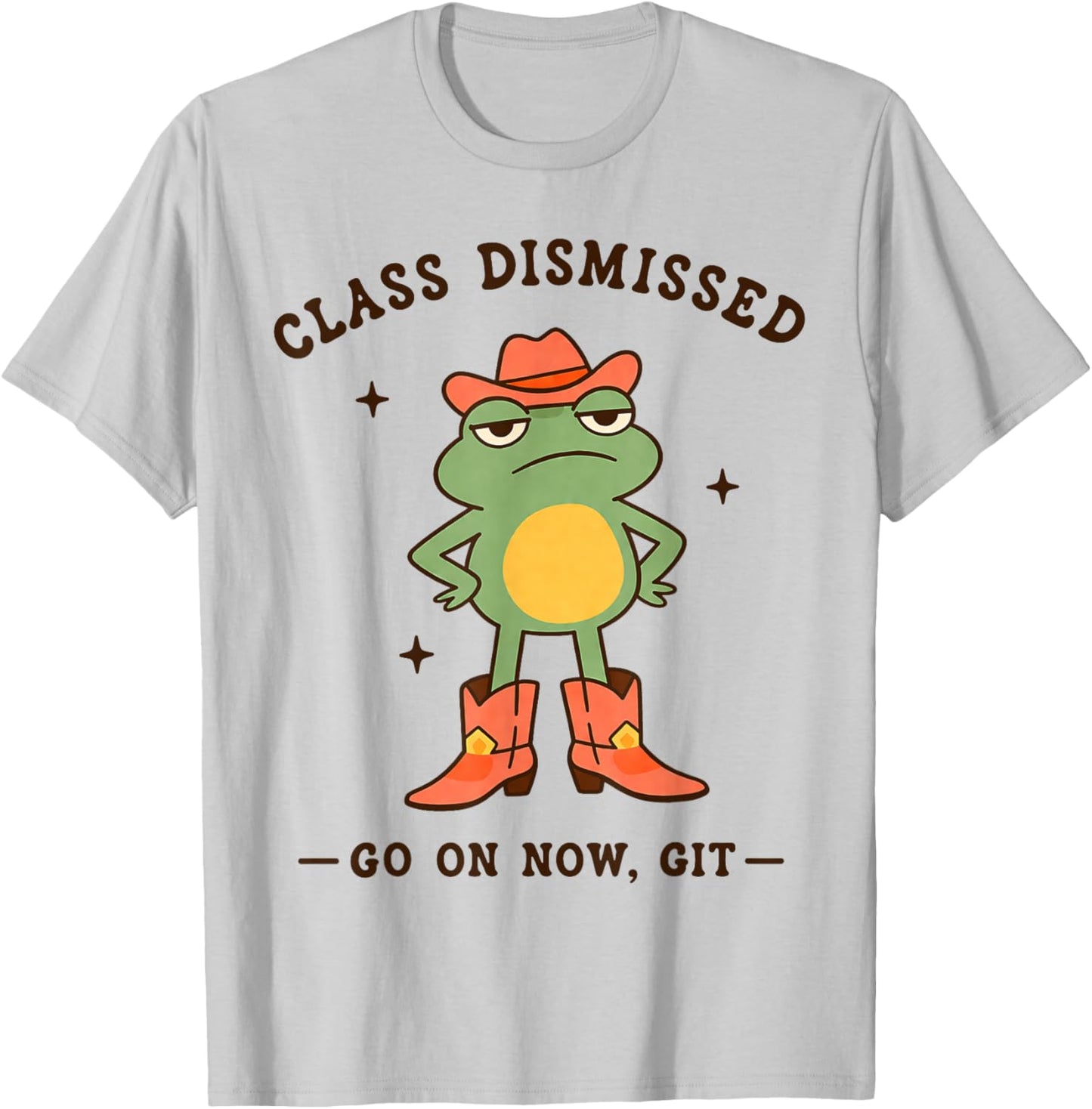 Class Dismissed Go On Now Git Funny Frog Teacher T-Shirt - T-Shirt | Ash