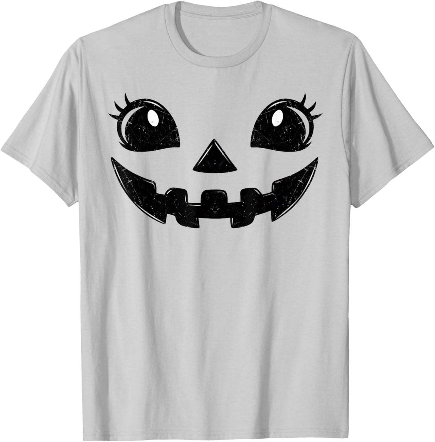 Jack O Lantern Face Pumpkin Eyelashes Hallowen Costume Funny T-Shirt - T-Shirt | Ash