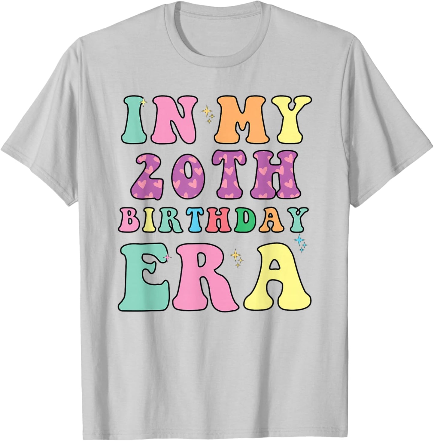 In My 20th Birthday Era Groovy Retro 20 Years Old Birthday T-Shirt - T-Shirt | Ash