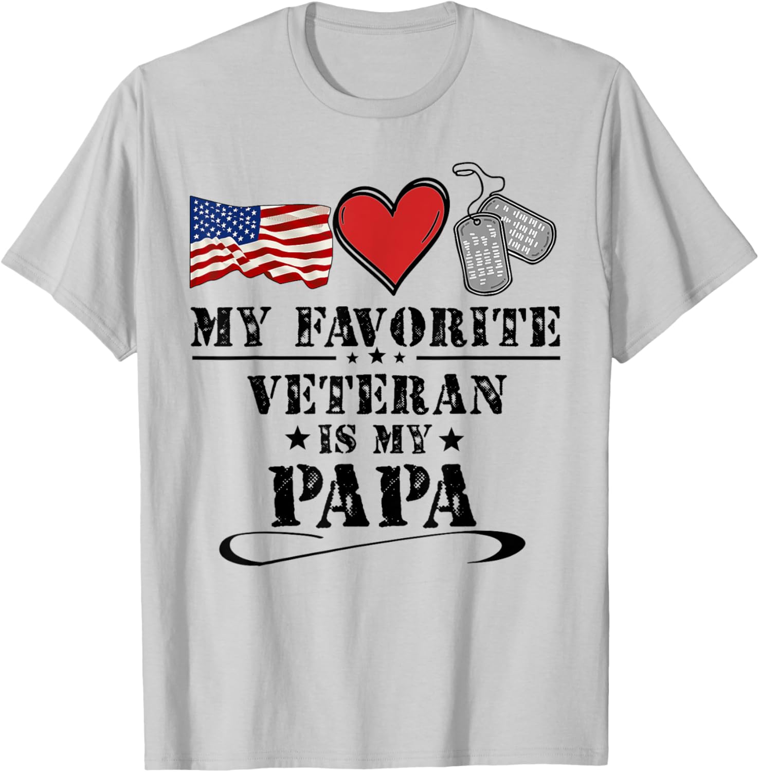 My Favorite Veteran Is My Papa Father Veterans Day Kids T-Shirt - T-Shirt | Ash