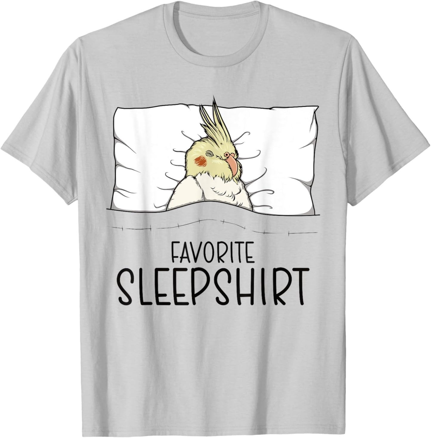 Favorite Sleepshirt Cockatiel, Napping Bird Pajama T-Shirt - T-Shirt | Ash