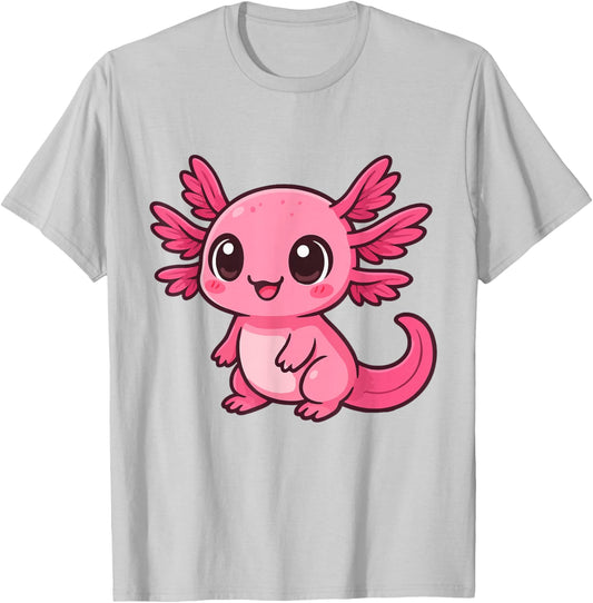 Cute Kawaii Pink Axolotl for Axolotl Lovers Girls Kids T-Shirt - T-Shirt | Ash