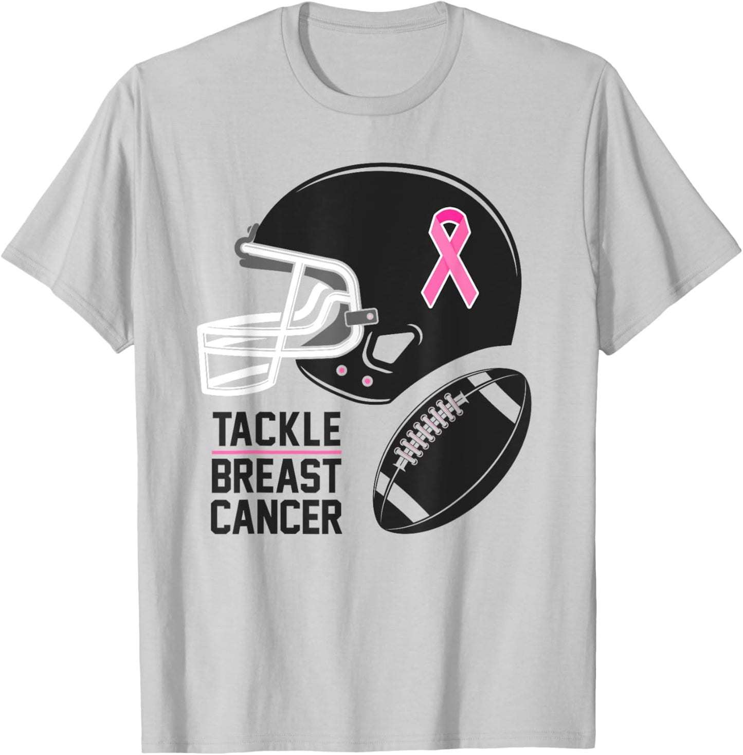 Tackle Breast Cancer Shirt Football Breast Cancer Awareness T-Shirt - T-Shirt | Ash