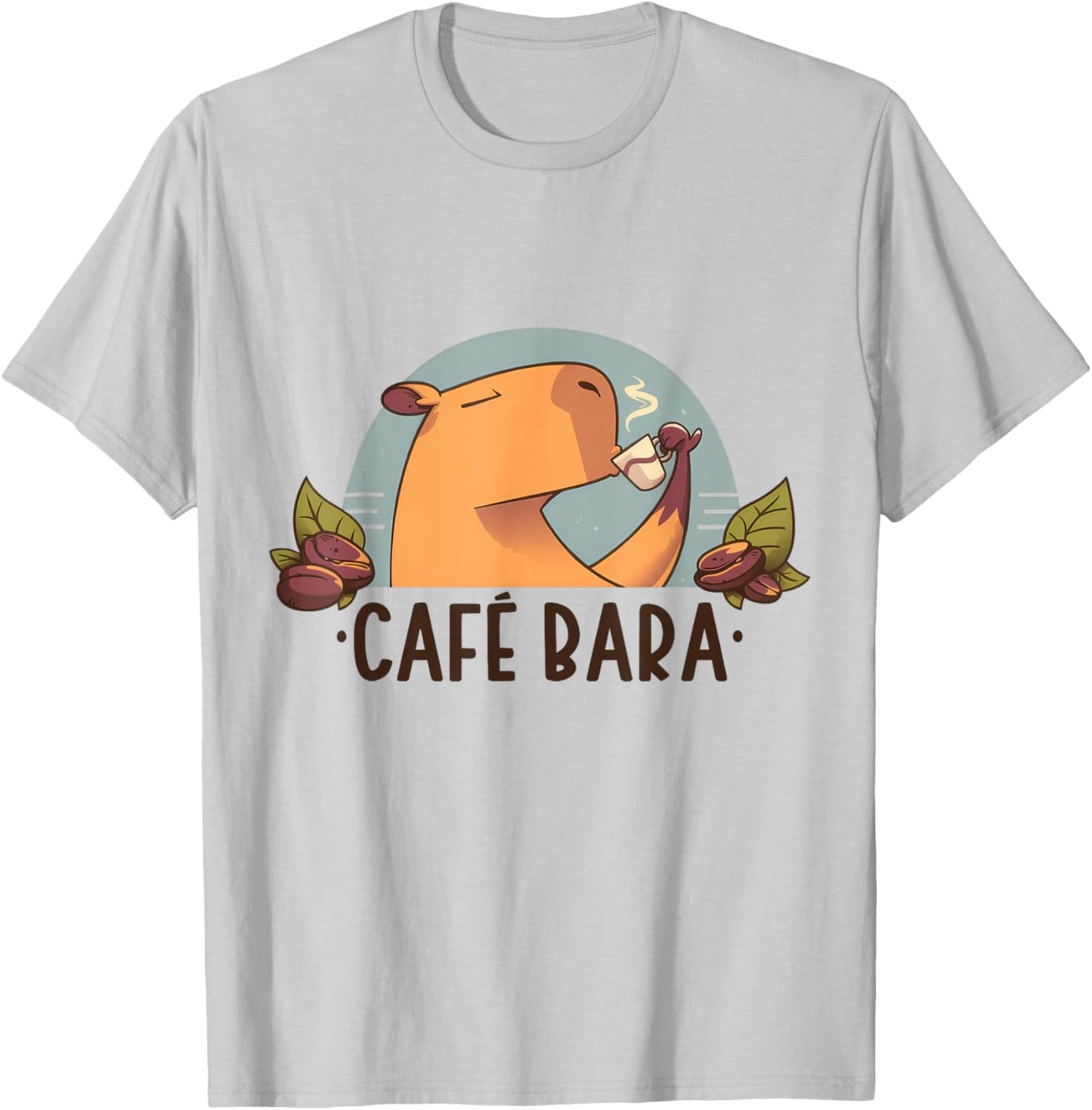 CafeBara - Cute Capybara Coffee Capy Lover Kawaii Amine Girl T-Shirt - T-Shirt | Ash
