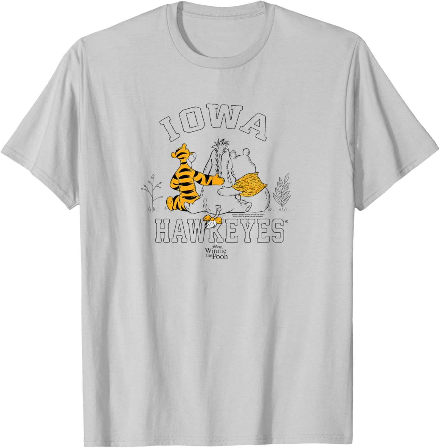 Iowa Hawkeyes Winnie The Pooh and Friends Gray T-Shirt - T-Shirt | Ash