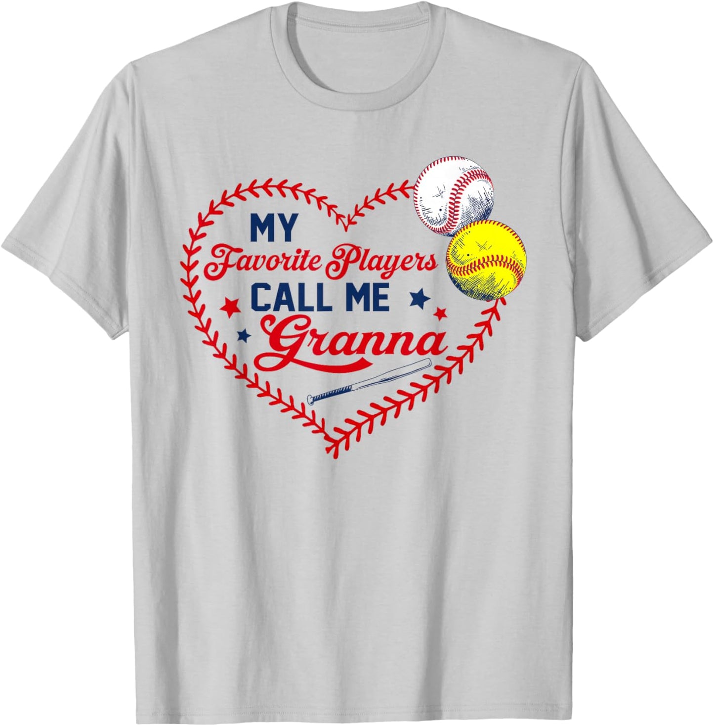 My Favorite Players Call Me Granna Baseball Softball T-Shirt - T-Shirt | Ash