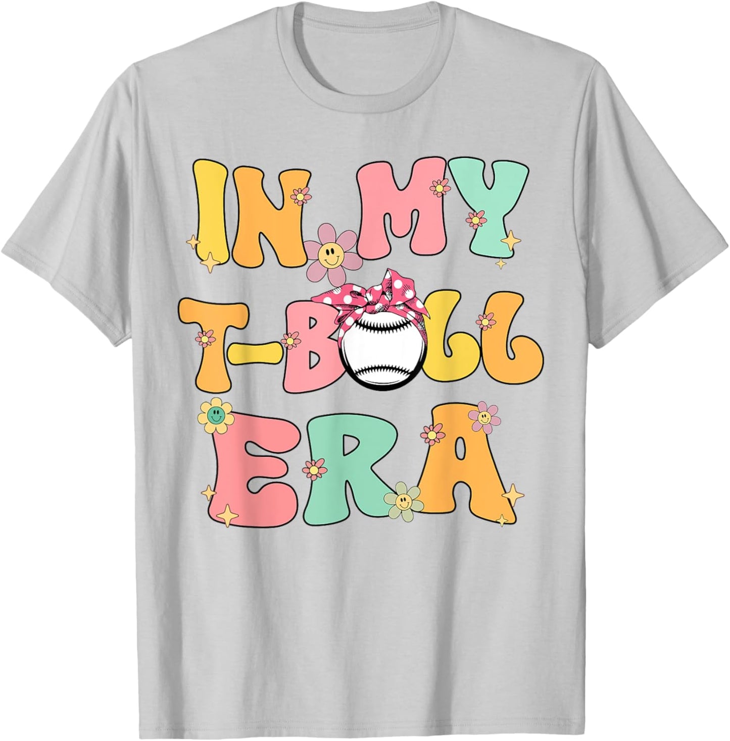 In My Tball Era Retro Groovy T ball ball Kids Girl Boy T-Shirt - T-Shirt | Ash
