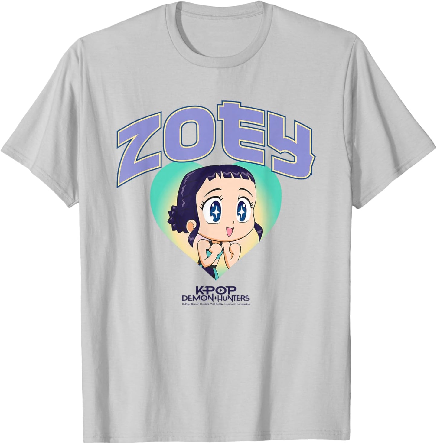Kpop Demon Hunters Zoey Collegic Officially Licensed T-Shirt - T-Shirt | Ash