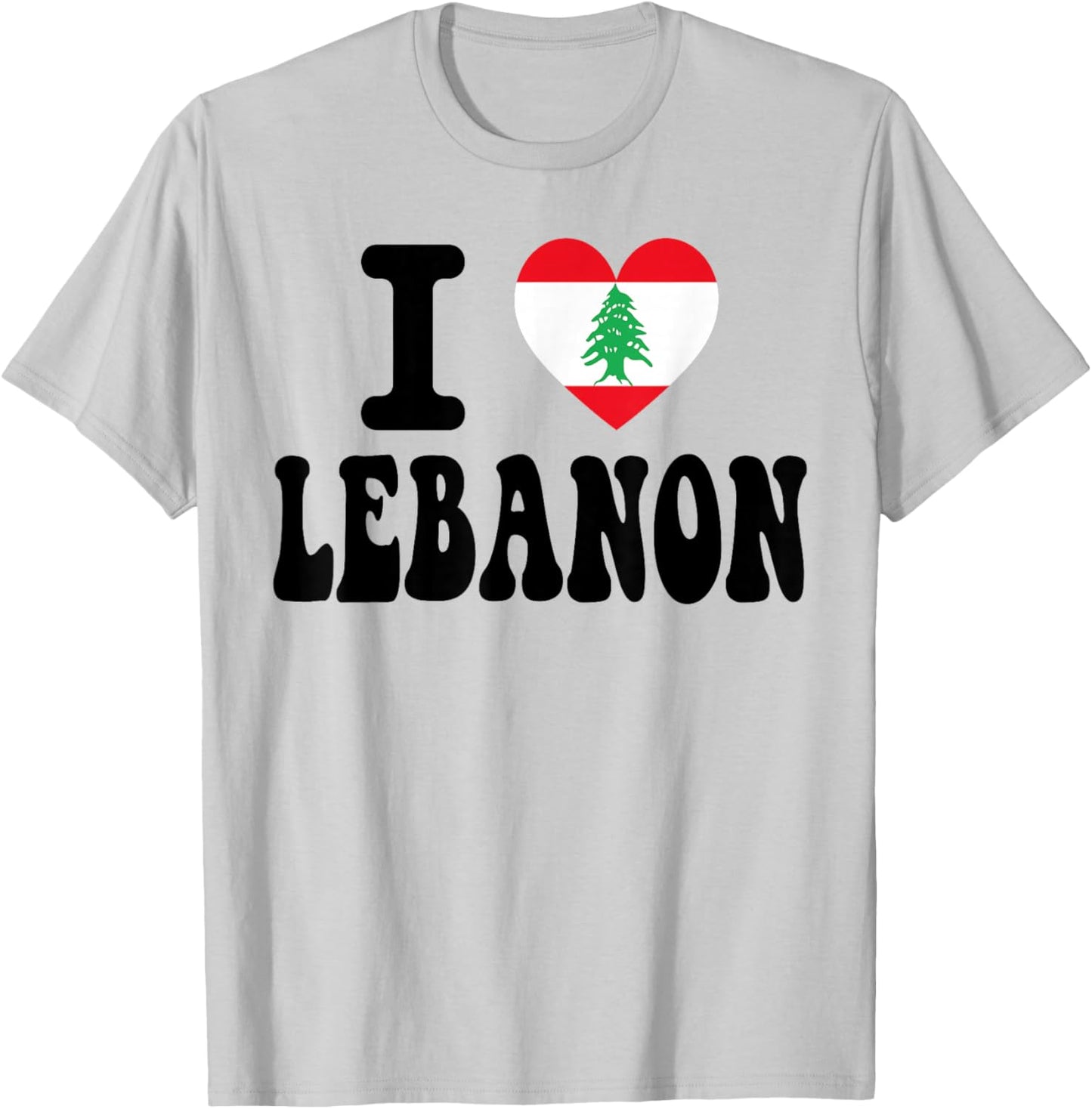 Retro Travel Souvenir with Flag I Love Lebanon Heart Shaped T-Shirt - T-Shirt | Ash