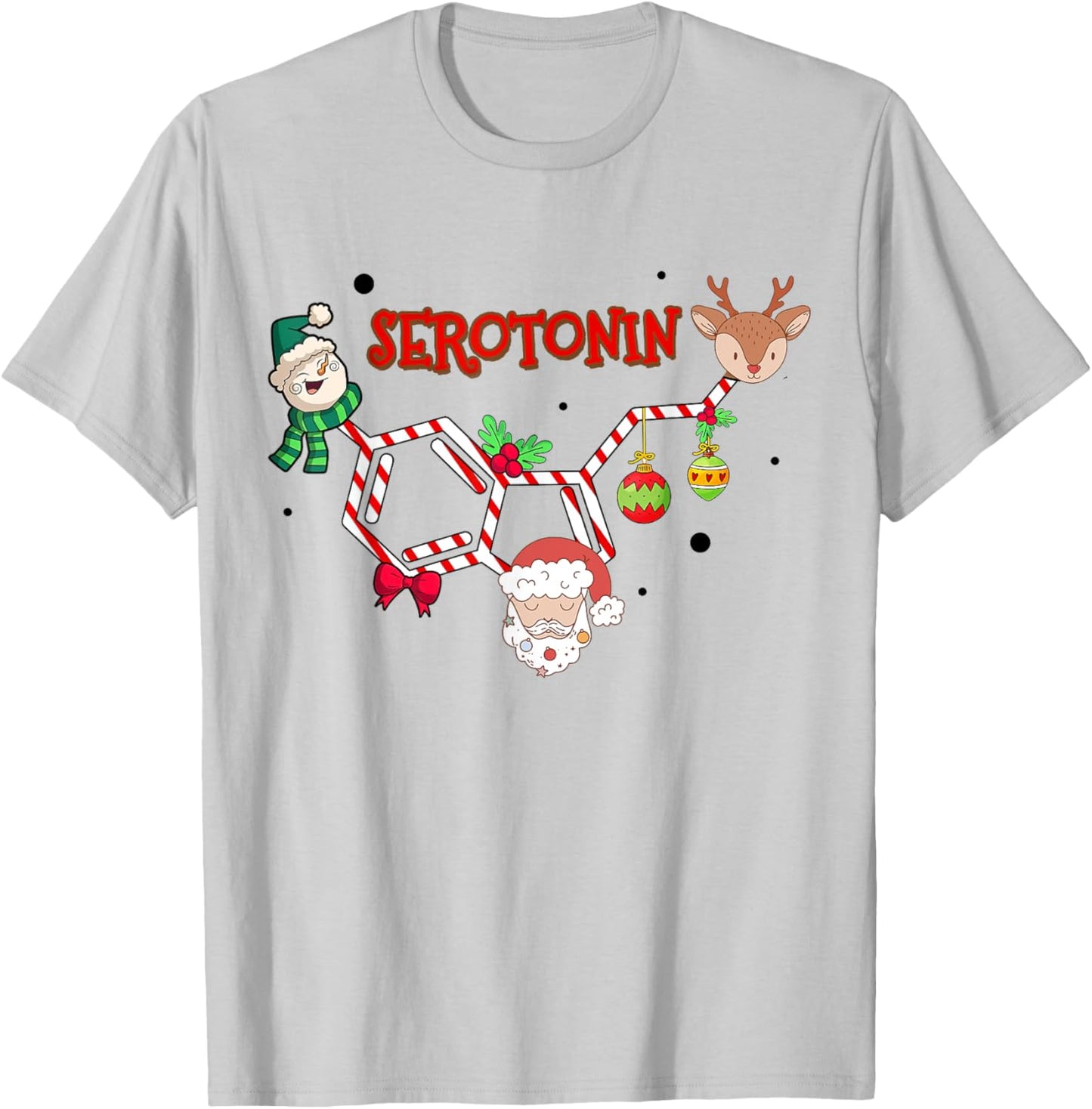 Serotonin Christmas, Mental Health Counselor Christmas T-Shirt - T-Shirt | Ash